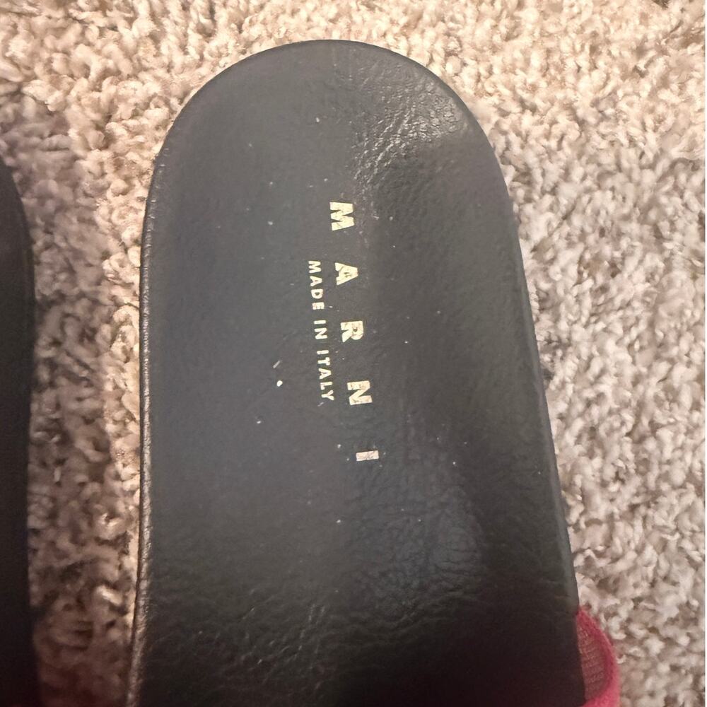 Marni Pink & Orange Geometric Logo Strap Slide Sandals - 39 - Picture 2 of 12